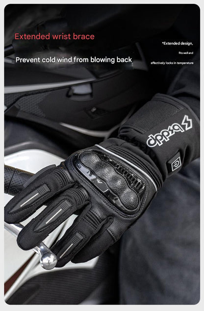 Heated Motorcycle Gloves for Men and Women with Hard Protective Shields