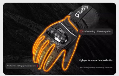 Heated Motorcycle Gloves for Men and Women with Hard Protective Shields