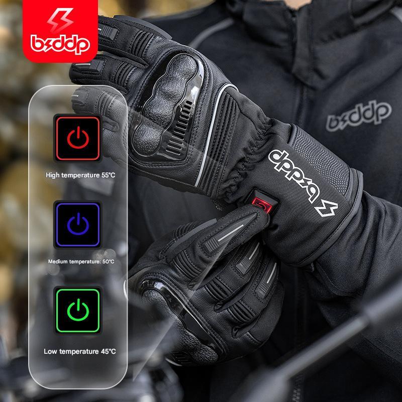 Heated Motorcycle Gloves for Men and Women with Hard Protective Shields