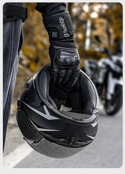 Heated Motorcycle Gloves for Men and Women with Hard Protective Shields