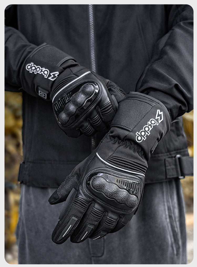 Heated Motorcycle Gloves for Men and Women with Hard Protective Shields