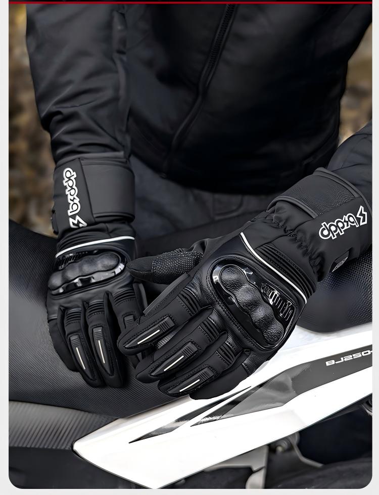 Heated Motorcycle Gloves for Men and Women with Hard Protective Shields